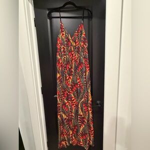 Molly Bracken Leaf Print Dress in Red and Yellow
